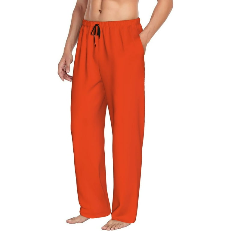 Junzan Men S Pajama Pants Orange Sleepwear Pants Pj Bottoms Drawstring And Pockets