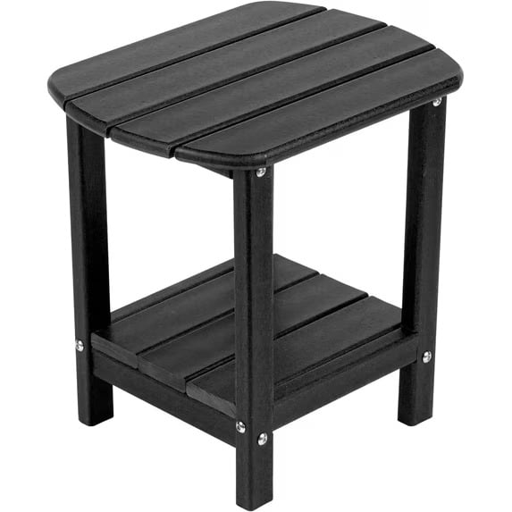 Nalone End Table Side Table Adirondack 16.5" Outdoor HDPE Plastic Side Table Small End Table for Living Room Bedroom Patio Farmhouse(Black)