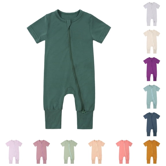 Baby Rompers Footless Pajamas Zipper Short Sleeve Sleeper Jumpsuit