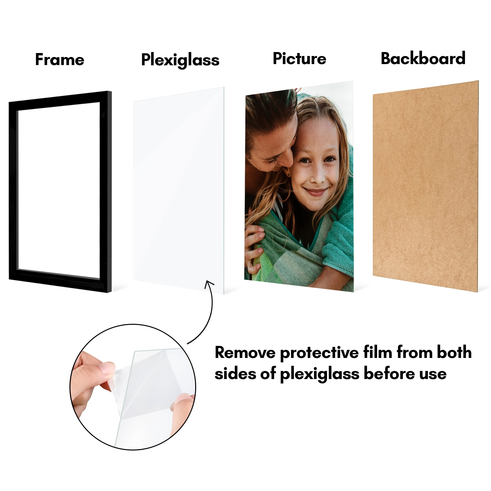 Americanflat 9x12 Picture Frame with Polished Plexiglass 5 Pack Galleria Collection Frames Wall - Black