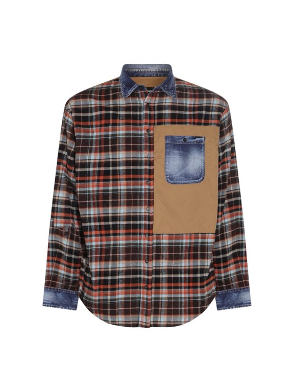 Plaid Casual Shirt With Denim Accents (Men's)