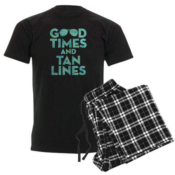 CafePress - Good Times Tan Lines Print Men's Dark Pajamas - Men's Dark Loose Fit Cotton Pajama Set