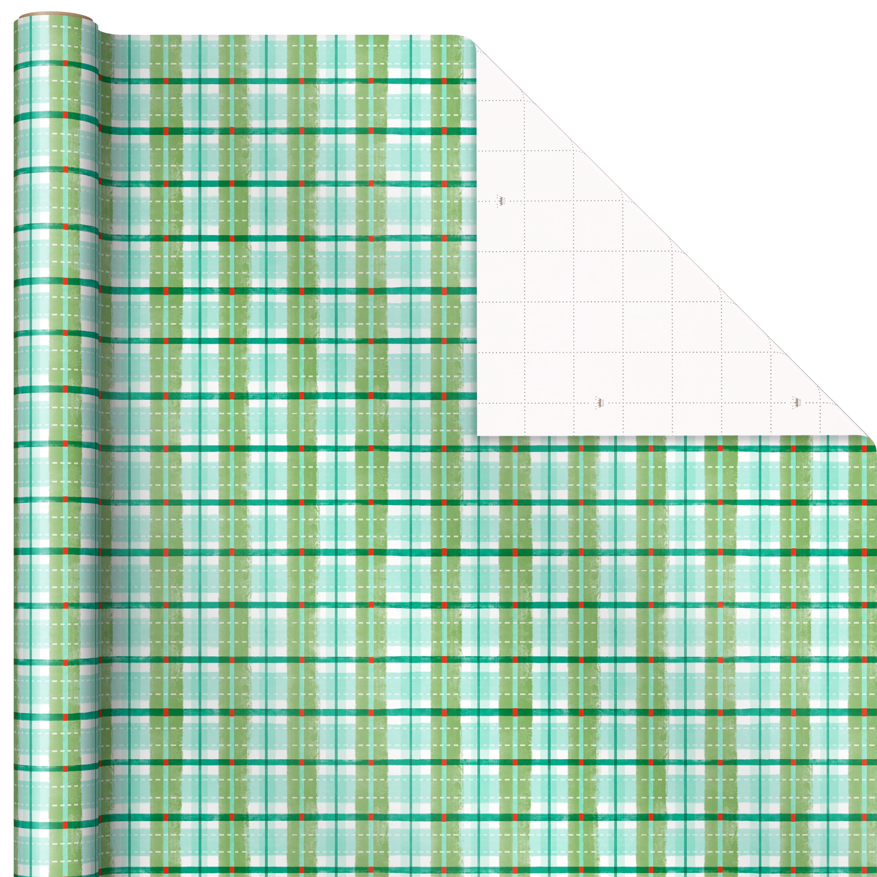 Hallmark Recyclable Wrapping Paper with Cutlines on Reverse (6 Rolls: 120 Square Feet Total) Red Grid, Blue Chevron, Rainbow Stars, Celebrate on