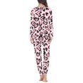 thumbnail image 3 of Renewold Leisure Women Nightwear Pajama Sets of 2 Pieces Leopard Print Round Neck Top & Pants with Pocket,Lightweight Loose Fitting Sweatsuit Comfort Loungewear Size 2XL, 3 of 4