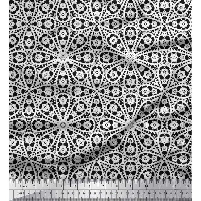 Soimoi Georgette Viscose Fabric Floral Block Print Fabric by the Yard 42 Inch Wide