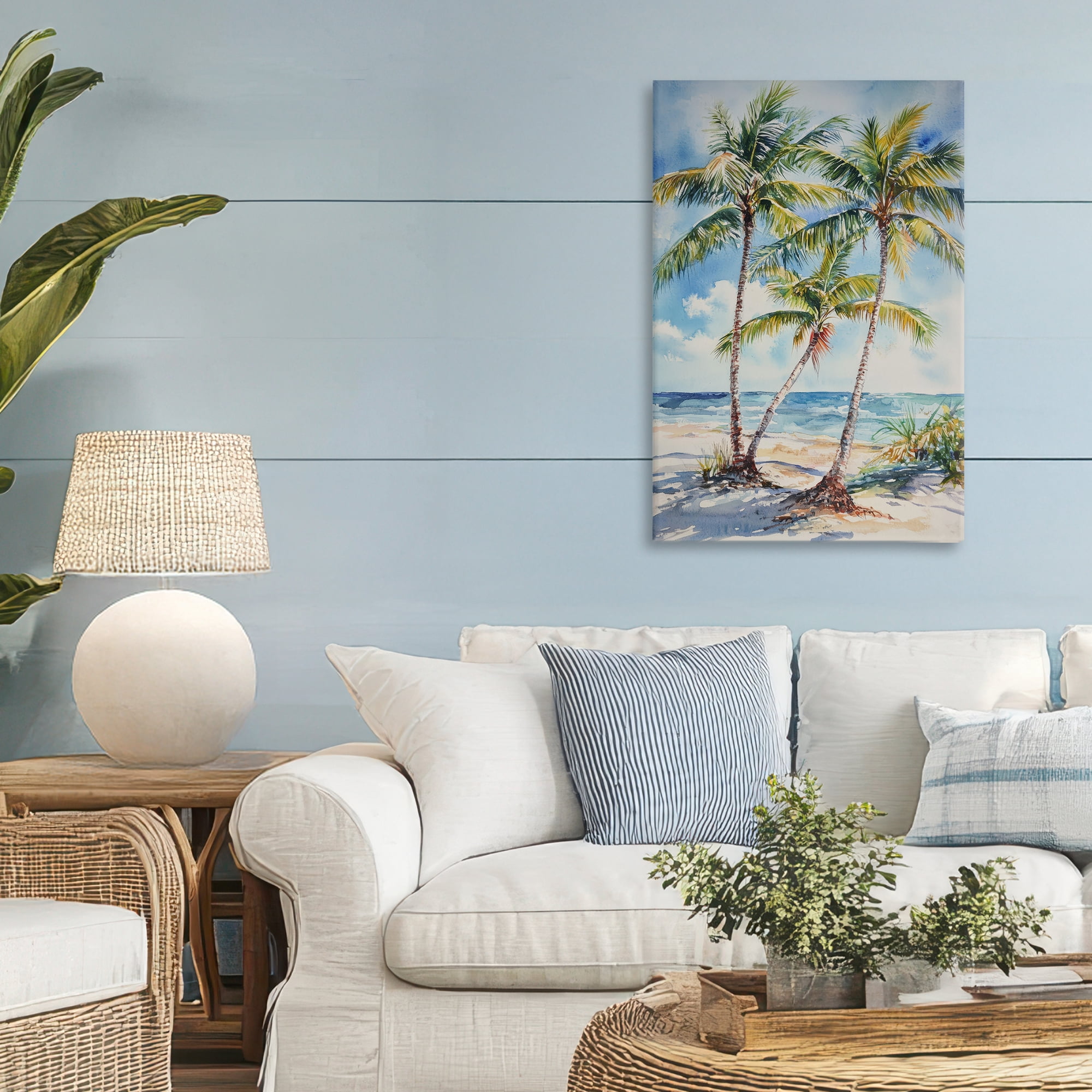 Stupell Industries Windy Palm Trees on Shore Canvas Wall Art, design by Petal Prints Design