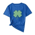thumbnail image 2 of Felirenzacia Women's St. Patrick's Day Heart Shamrock Graphic T-Shirt Casual Crew Neck Short Sleeve Tee Blue,2XL, 2 of 5