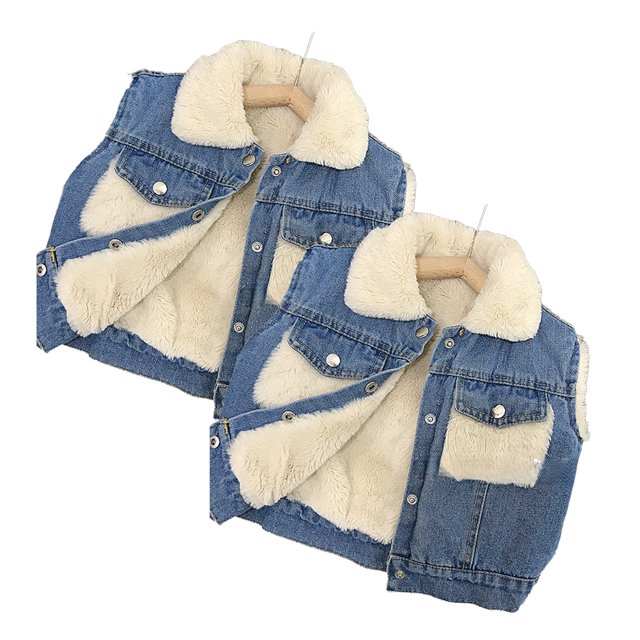 LYMAYTER Veste en Jean pour Filles Style Western Automne Hiver Chaud pour Garçons 2-9 Ans