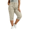 thumbnail image 5 of Stamzod Plus Size Capris for Women Outdoor Travel Hiking Capri Pants with Pockets Summer Work Cropped Pants 2026 Khaki XL, 5 of 9