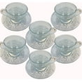Cup & Saucer Set Glass Tea Coffee Cup Glass Saucer 12 Piece Cup