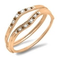 thumbnail image 1 of 0.12 Carat (ctw) 18K Rose Gold Round Champagne & White Diamond Ladies Anniversary Enhancer Guard Wedding Band, 1 of 1