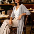 thumbnail image 5 of Admvng Women's Open Front Cardigan Long Sleeve Lightweight Soft Knit Maxi Layering Sweater Coat, 5 of 7