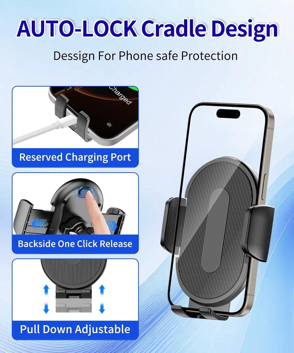 Car Phone Holder for Honda Civic 2024 2025 2026 Auto Accessories，One Hand Place & Pick，360° Rotation，Hands Free，for 4.7-7 inch Phones