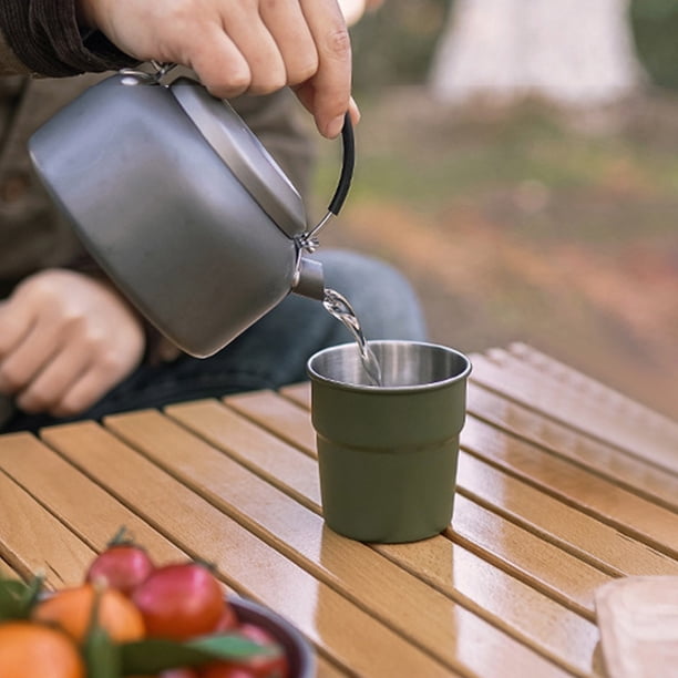 Taza de camping de acero inoxidable 300mL | Taza de café exterior | 304 Acero inoxidable de grado alimentario | Vaso duradero y resistente al óxido para bebidas frías y calientes | Colores variados
