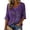 Purple, variant on Womens Purple Floral & Hummingbird Print Alzheimer'S Awareness Support Tops Alzheimer Purple Ribbon 3/4 Length Sleeve V Neck T Shirts For Women