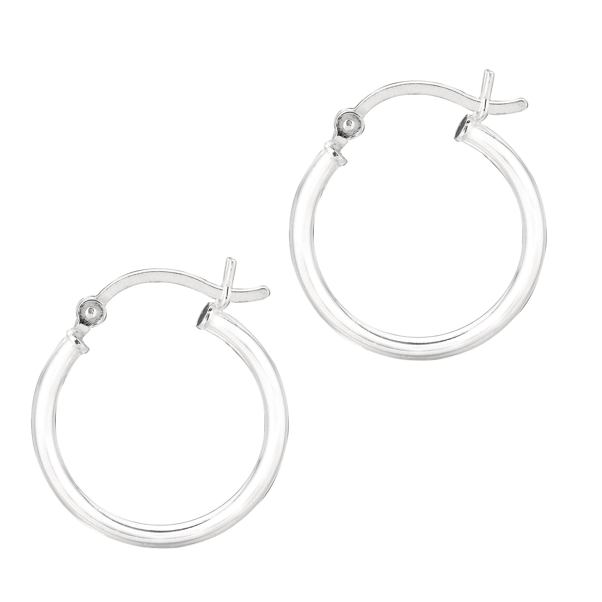 Sterling Silver with Rhodium Finish Shiny Round Baby Hoop Earrings