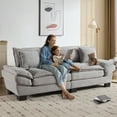 thumbnail image 4 of Dinosisco 84"L Deep Seat Sofa, Corduroy Upholstered Sleeper Couch for Living Room, Light Gray, 4 of 8