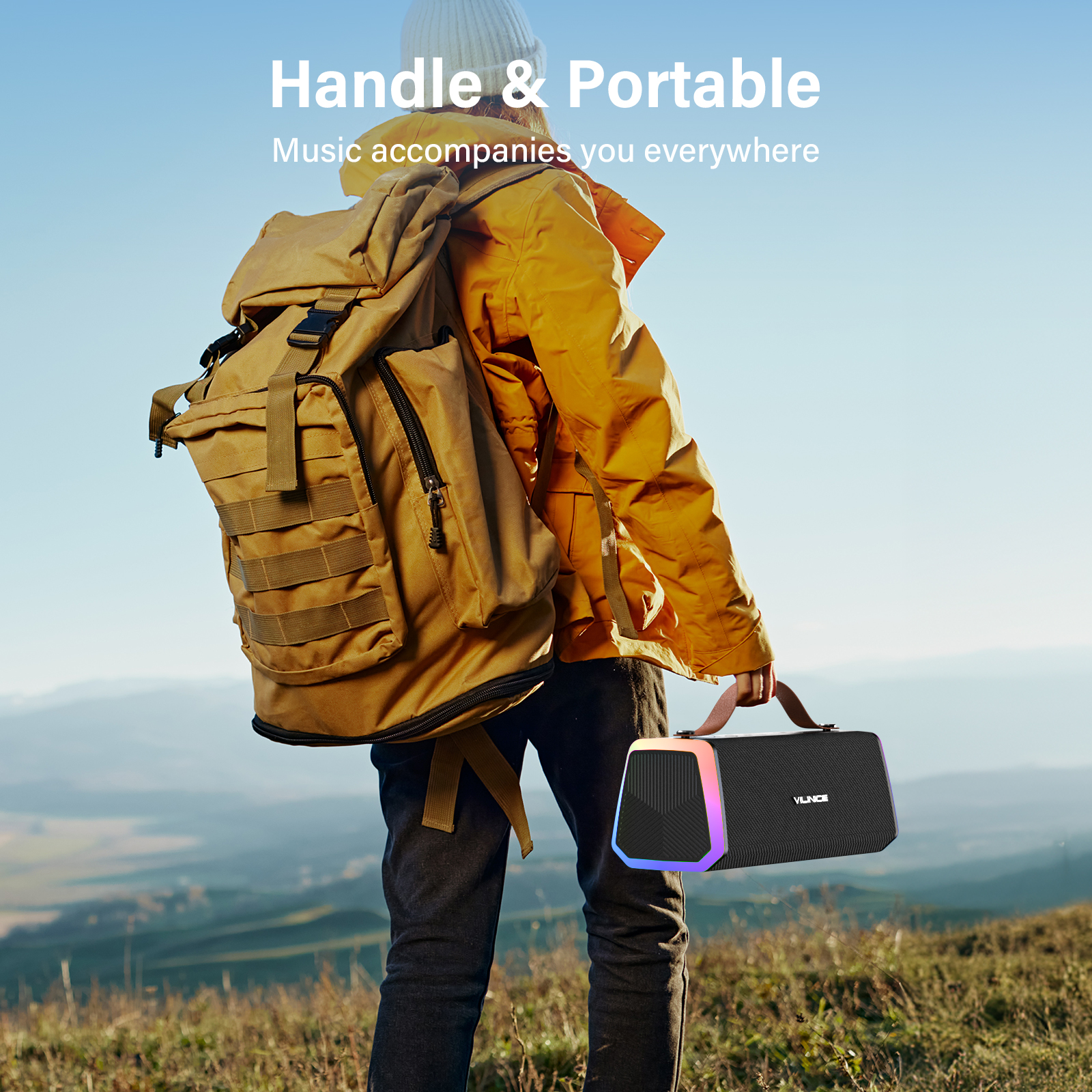VILINICE Portable Bluetooth Speaker with RGB Lights, Waterproof photo 4