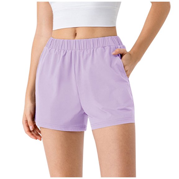 yillto Womens Athletic Shorts with Pockets Elastic Waist Quick Dry Lightweight Running Shorts with Pockets