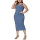thumbnail image 4 of Vestido de verano sin mangas de talla grande Agnes Orinda, escote cuadrado, vestido de cóctel ajustado, vestido de tanque 2X azul, 4 of 7