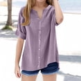 thumbnail image 2 of Otqutp Linen Shirts Girls Long Sleeve Button Down Shirt Tops Baggy Casual Roll Up Tees Teen Lightweight Fashion Blouses Kids Tee Top, 2 of 4