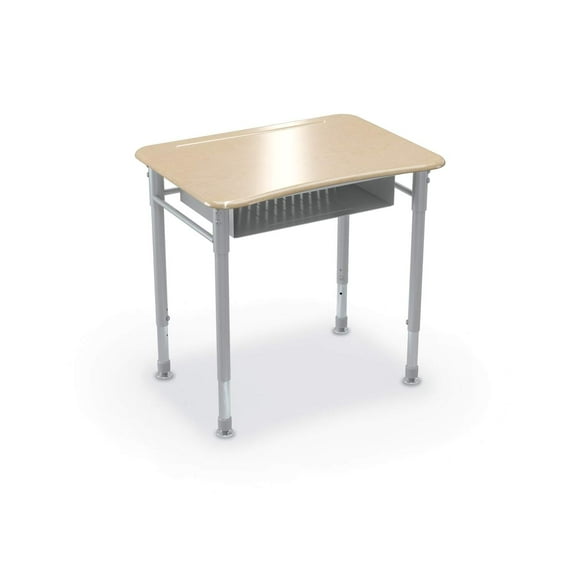 MooreCo Hard Plastic Student Desk Set of 2 Adjustable Height Rectangle Maple