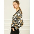 thumbnail image 4 of INSPIRE CHIC Blouson Bomber Court à Imprimés Floraux pour Femme à Col Montant à Fermeture à Glissière, 4 of 6