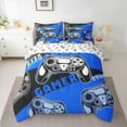 thumbnail image 3 of Feelyou Gaming Gamer Kids Twin Bedding Sets 7-Piece, Game Gamepad Controller Bedding Comforter Set, Blue Cartoon Style Reversible Sheet Sets, Super Cozy Room Decor, 3 of 9