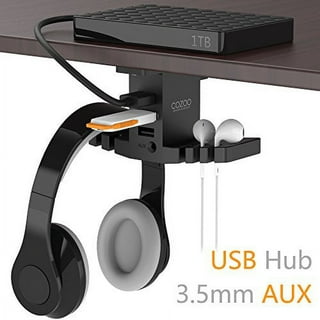 RGB Gaming Headphone Stand, EEEkit Desk Gaming Headset Holder Hanger Rack  with 2 USB Port & 3.5mm Port, Touch Control 9 Lighting Mode Headset Stand