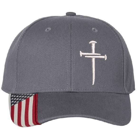 Christian Hats for Men Women Jesus 3 Nail Cross Charcoal USA300 Gray Hat