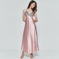 thumbnail image 1 of FortuneWomen Robe de Nuit à Bretelles à Col en V Chemise de Nuit Tenue de Sommeil Sans Manches Longue Robe, 1 of 6
