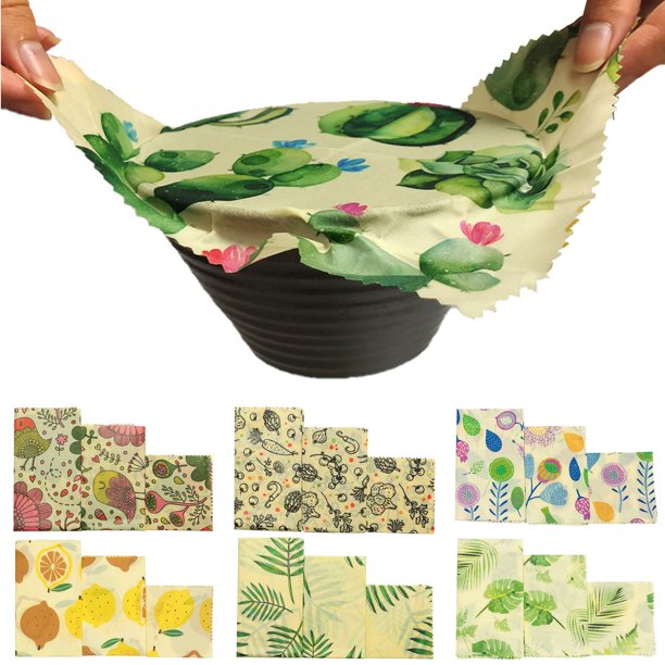 Gwong hogar 3pcs patrón de estampado de tela de preservación de alimentos sándwich de pan de algodón reutilizable envoltura de beewax para almacenamiento de alimentos Gwong 21067033