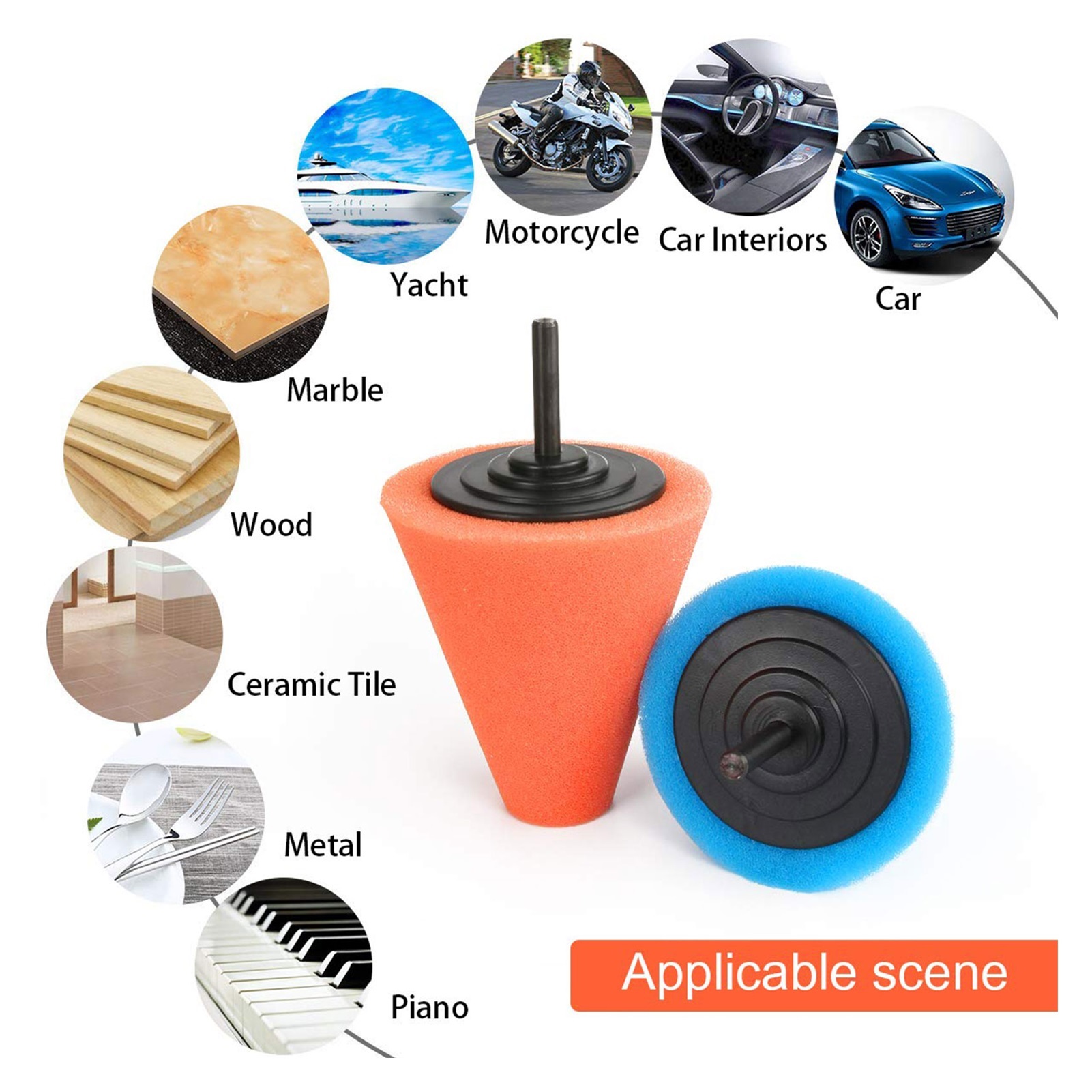 12pcs/Set Sponge Car Polisher Waxing Pads Buffing Kit For Boat Car Polish Buffer Drill Wheel Polishing Removes Scratches