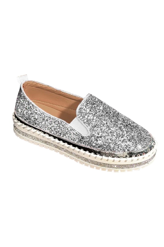 Women Glitter Skate Sneakers Sparkly Lightweight Slip On Shoes Fashion Sequin Tennis Step In Shoe for Women