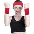 thumbnail image 5 of Minzimin Sweatband Set Sports Headband Wristband Set Sweatbands Terry Cloth Wristband Wrist Sweatband Headbands Moisture Wicking Sweat Absorbing Head Band, 5 of 7