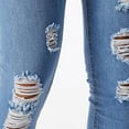 thumbnail image 4 of Hvot&aat Men's Casual Frayed Ripped Jeans Stretchy Skinny Slim Fit Denim Pants Small Leg Pants, 4 of 7