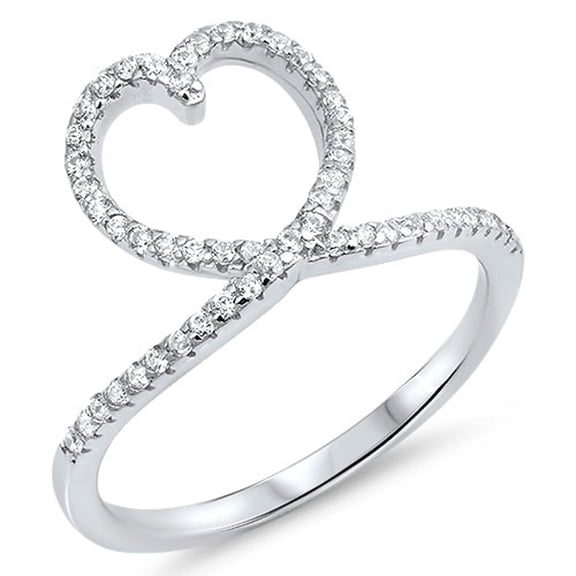 Heart Knot White Cubic Zirconia Promise Ring .925 Sterling Silver Love Band Jewelry Female Size 4