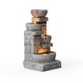 thumbnail image 6 of Teamson Home Cascading Stacked Stones Patio Water Fountain, Warm LED Light with Adjustable Flow & Electric Pump, Gray, 6 of 11