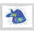 thumbnail image 1 of Sweet Dreams Tapestry, Blue Silhouette of Unicorn Head with Stars and Lettering Text Mythical Cartoon, Wall Hanging for Bedroom Living Room Dorm Decor, 80W X 60L Inches, Multicolor, by Ambesonne, 1 of 2