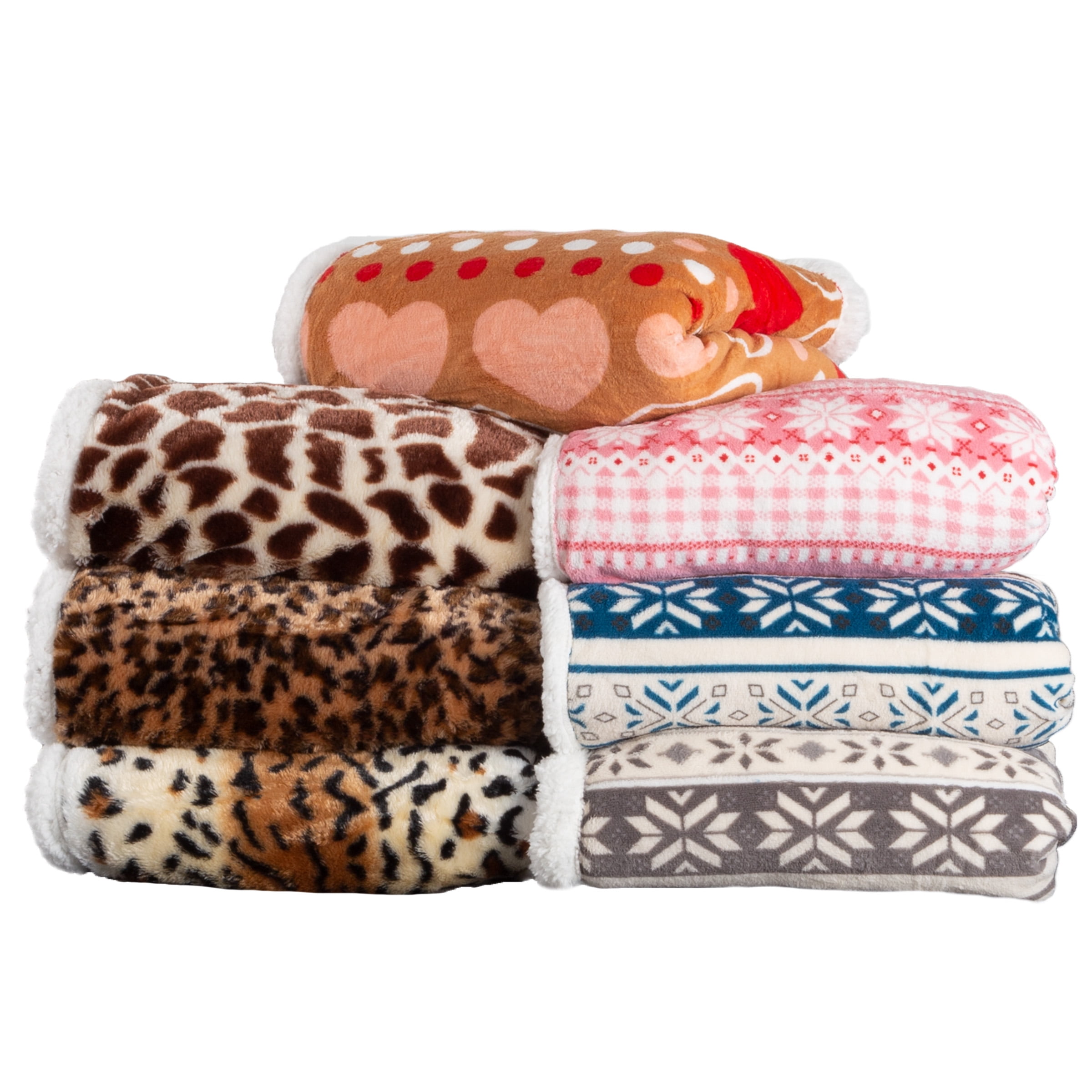 Somerset Home 50x60-Inch Machine Washable Fleece Blanket with Snowflakes