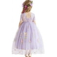 thumbnail image 5 of CARETOO Flower Girl Lace Back V-Neck Dress Full-Length Floral Embroidered Toddler Tutu Tulle Dresses for Girls Size 2-3T, 5 of 8