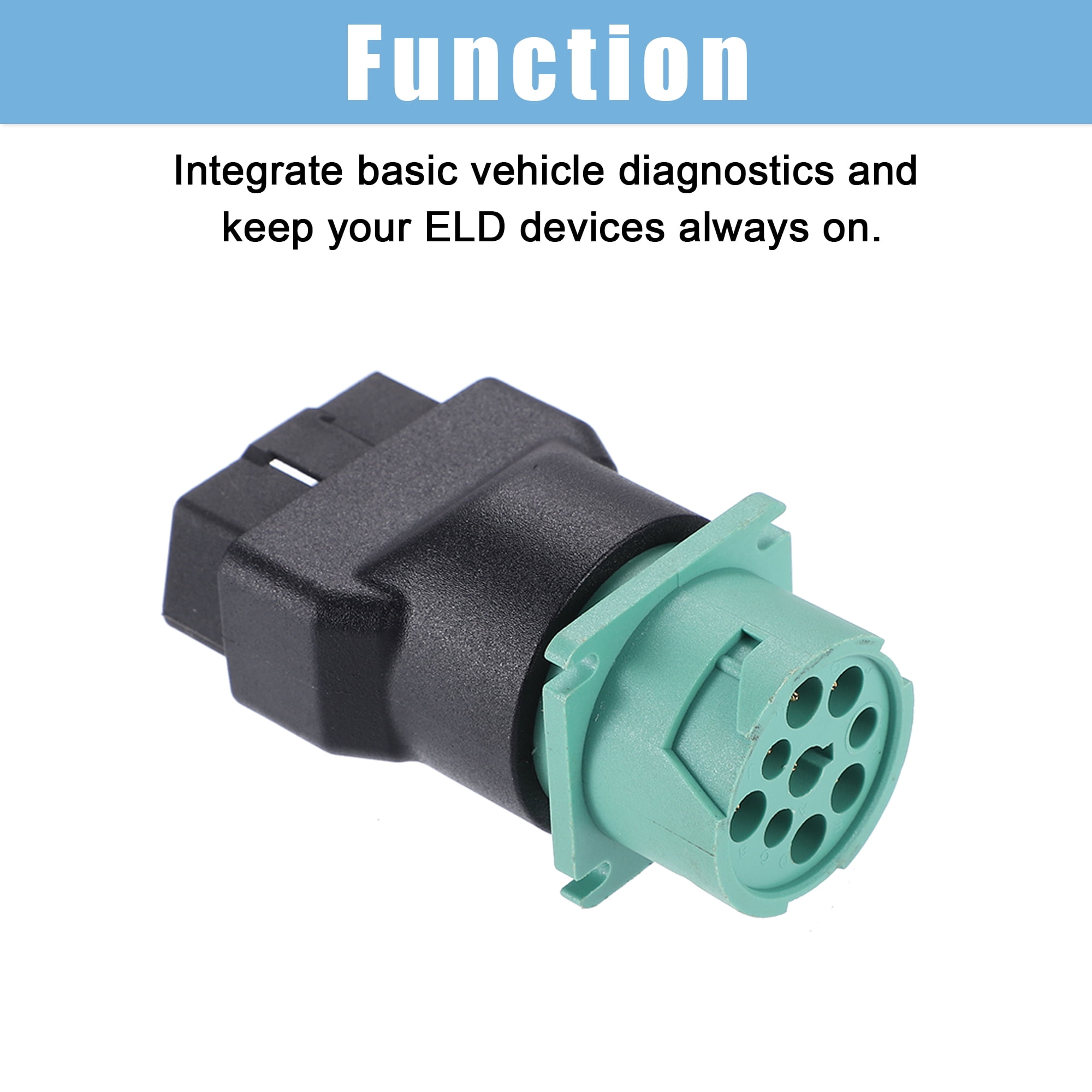 Unique Bargains 16Pin OBD Male to 9Pin J1939 Female Adapter Diagnostic Connector