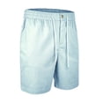 thumbnail image 6 of XIAONU Men's Solid Linen-Blend Short Relaxed Fit High Waisted Drawstring Mid Thigh Short Breathable Lightweight Beach Shorts, 6 of 8