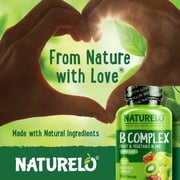 NATURELO Vitamin B Complex with Methyl B12, Methyl Folate, Vitamin B6, Biotin Plus Choline, CoQ10, and Fruit & Vegetable Blend - Supports Energy & Healthy Stress Response - Vegan - 120 Capsules