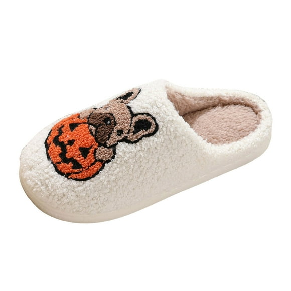 Gubotare Halloween Slippers Men Halloween Slippers for Women Home Comfy Retro Memory Foam Fuzzy Soft Bedroom Plush Warm Anti-Skid Sole Winter Wool Lined Indoor Outdoor House Shoes Size 7.5 (A,7.5)