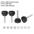 thumbnail image 4 of Uxcell 4 Set Male Thread Head Knurled Clamping Knobs Thumb Screws with Nuts Washers Black M6 x 30mmx 25mm ["Zinc Plated Carbon Steel"], 4 of 5