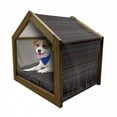 thumbnail image 1 of Abstract Pet House, Horizontal Zigzag Chevron Design with Bold Thin Print, Outdoor & Indoor Portable Dog Kennel with Pillow and Cover, 5 Sizes, Charcoal Grey Pale Grey, by Ambesonne, 1 of 5