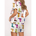 thumbnail image 5 of Yunliwuli Women’s Casual 2 Piece Outfits Fashion Print Short Sleeve Pocket Shirt + Shorts Set Vacation Clothes, 5 of 6