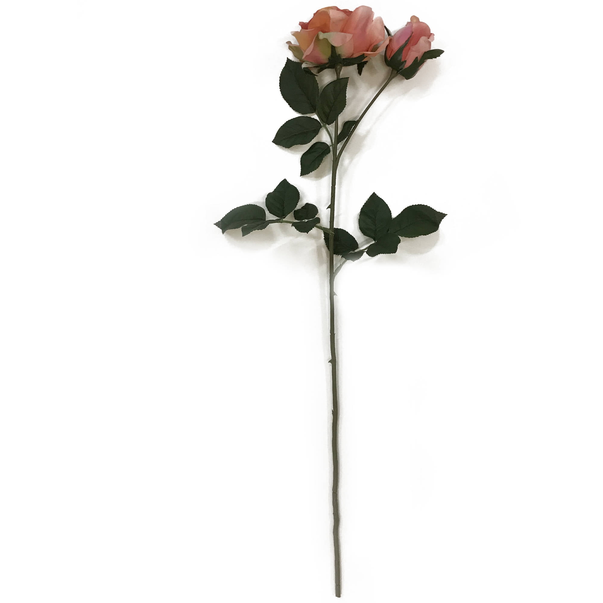 Mainstays 30" Tall Artificial Coral Rose Flower Spray with Green Leaves