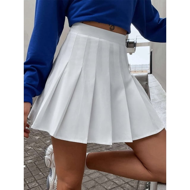 Minifalda plisada lisa de cintura alta de estilo pijo para mujer, falda acampanada blanca bonita de moda coreana de verano y primavera, ropa de falda Y2k Tan Jianjun unisex